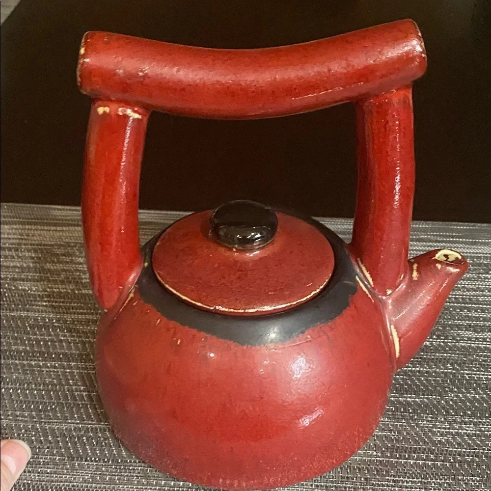 Pier 1 Shanghai Earthenware Teapot. Asian inspired, Antique “Chippy” Style.